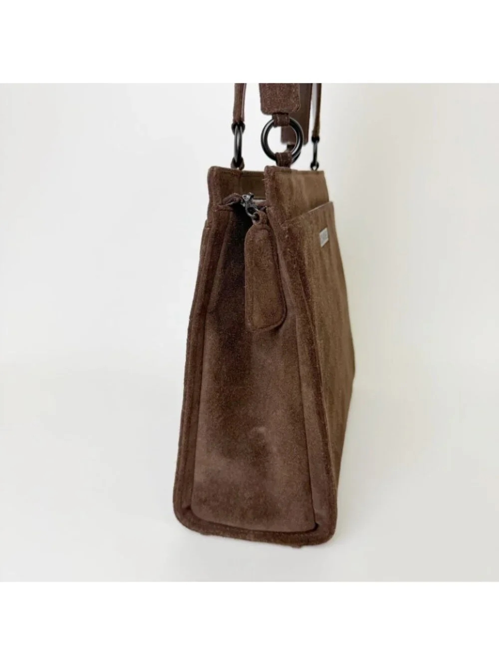 Chanel Quilted Chain Shoulder Bag Suede Brown Vintage